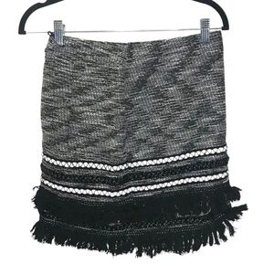 Tweed-Style Textured Fringe Hem Mini Skirt
